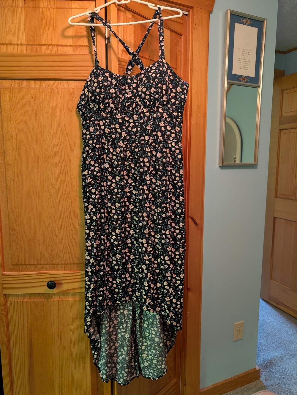 No Boundaries High Low Black Floral Sundress L